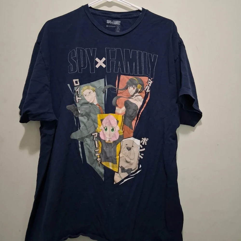 Spy x Family Crunchyroll Navy Blue Graphic T-Shirt Mens 2XL Anya Yor Loid Bond